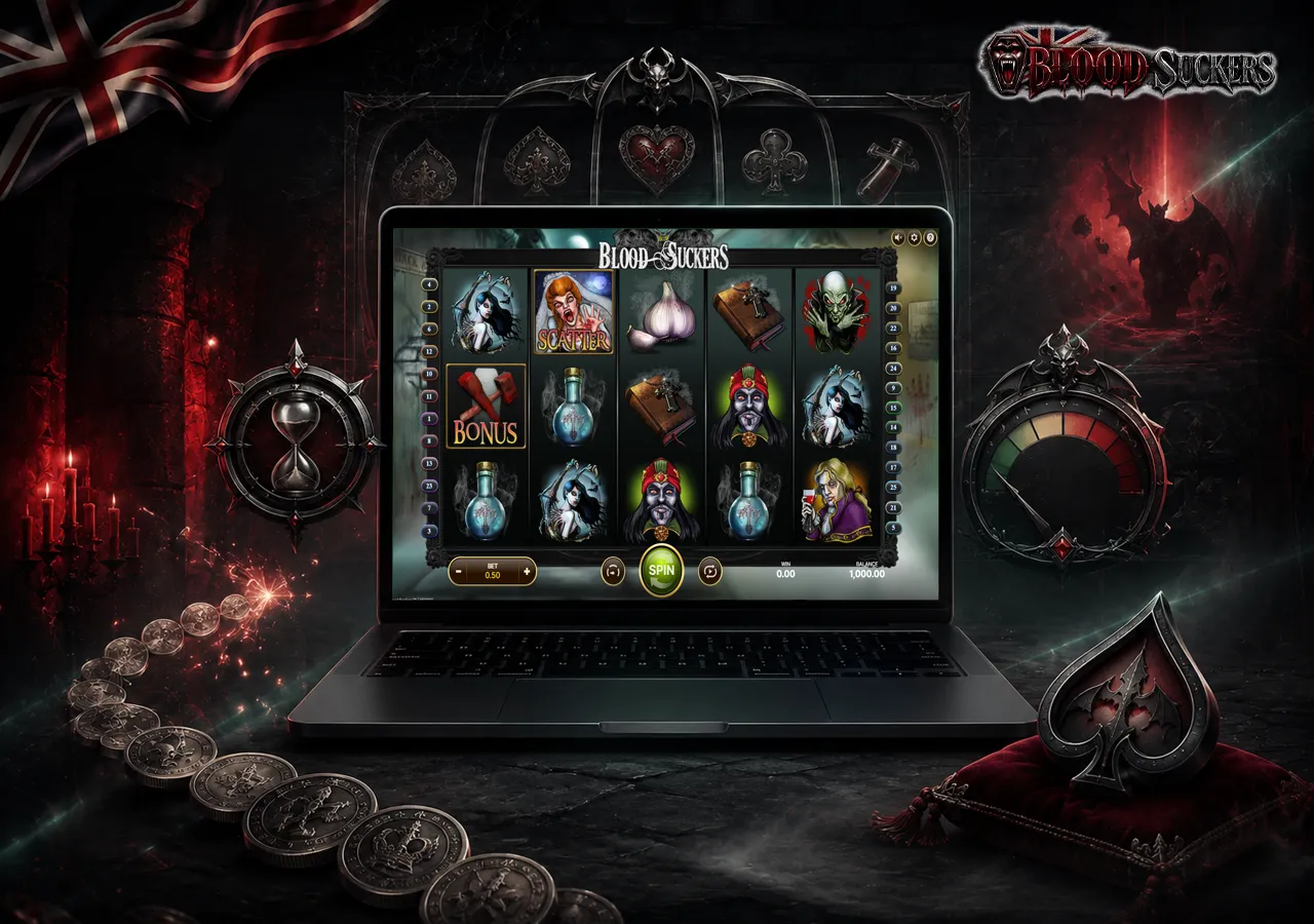 Laptop scene showing who Blood Suckers suits best: players who prefer frequent wins and longer steady sessions